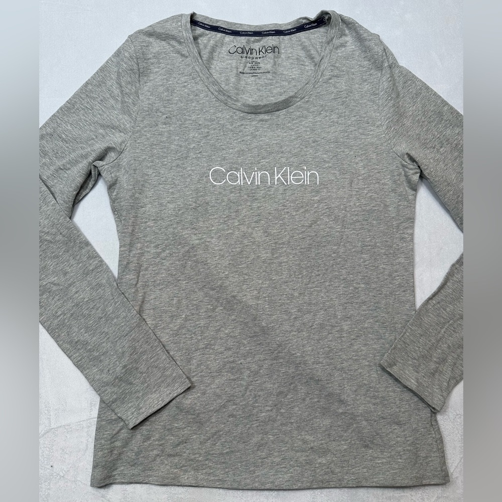 Calvin Klein Sleepwear Grey LS Shirt Womens Small Normcore Everyday Casual Basic